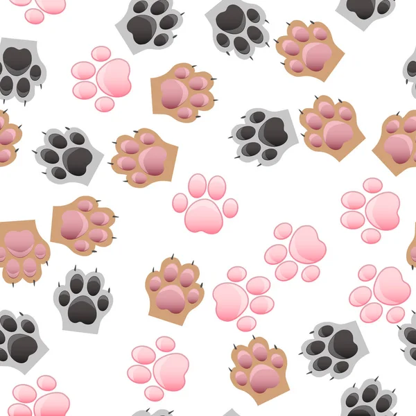 Отпечаток лапы кошки и собаки с когтями — стоковый вектор