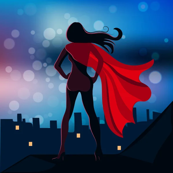 Супер девочка-героиня в полете — стоковый вектор