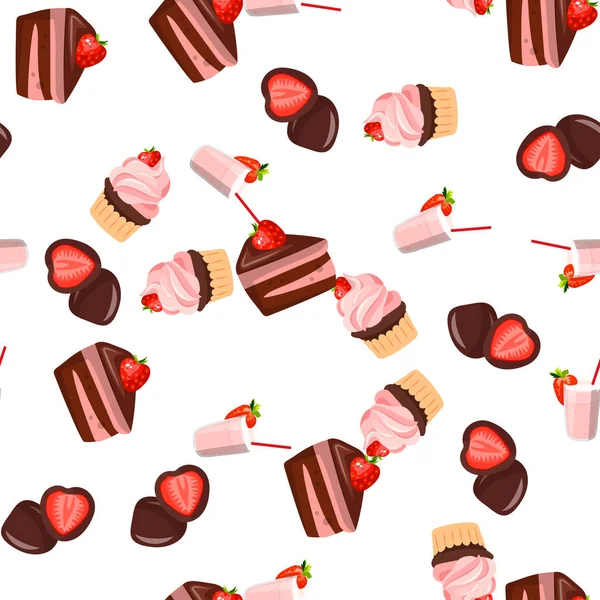 딸기 초콜릿 케이크 — 스톡 벡터