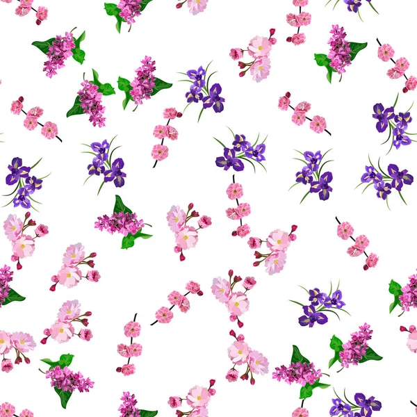 Bloeiende lila bloemen — Stockvector