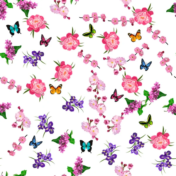Bloeiende lila bloemen — Stockvector