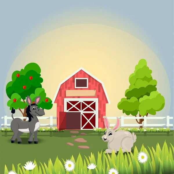 Mutlu ve neşeli çiftlik hayvanları — Stok Vektör