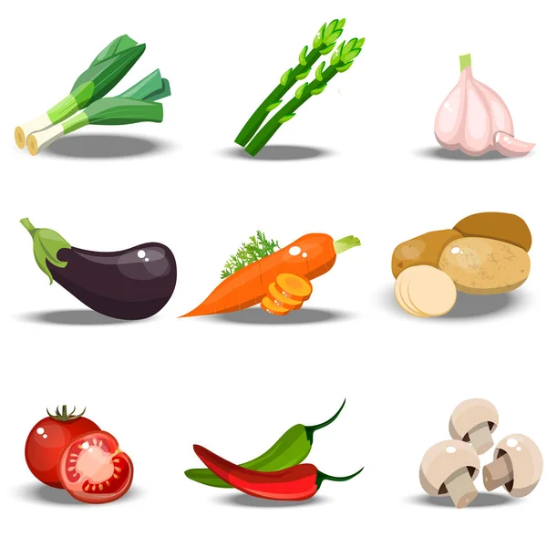 Set with fresh healty vegetables — Stock Vector