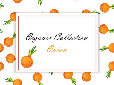 Dikişsiz soğan desen etiket sebze Olgun tatlı gıda.