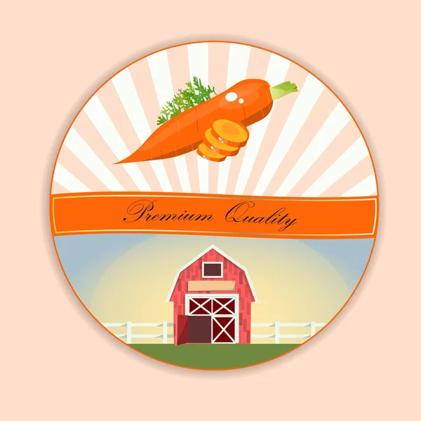 Fresh carrot label or sticker. — Stock Vector