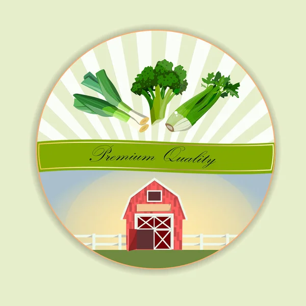 Etiqueta colorida de brócoli en estilo de boceto — Vector de stock