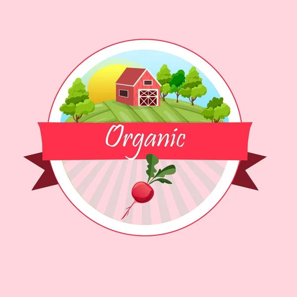 Thin line radish design, Vegetable food banner. — Stock Vector