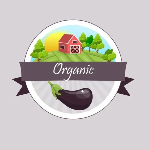 全熟蔬菜紫茄子, 绿色茎 — 图库矢量图片