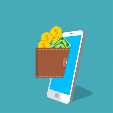 m-cüzdan ve kredi kartları ile akıllı telefon ekranı