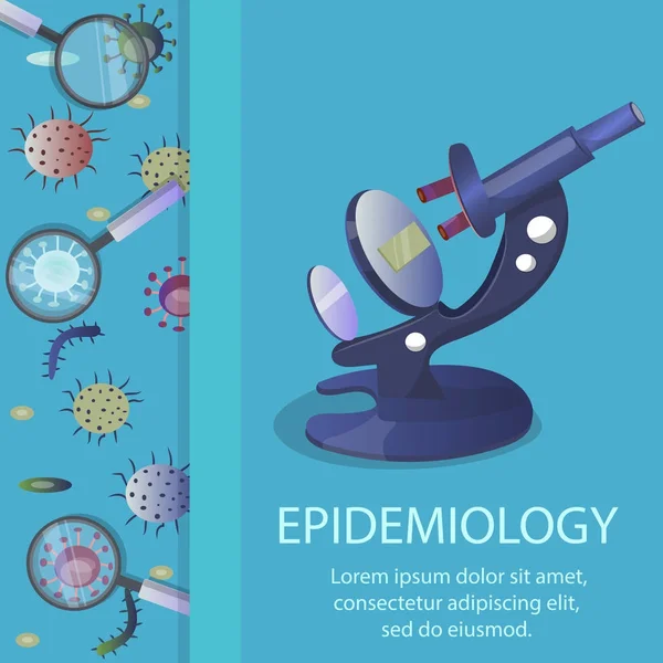 Ilustración vectorial del microscopio y los microbios . — Archivo Imágenes Vectoriales