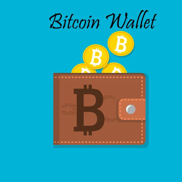 Carteira móvel com criptomoeda bitcoin — Vetor de Stock