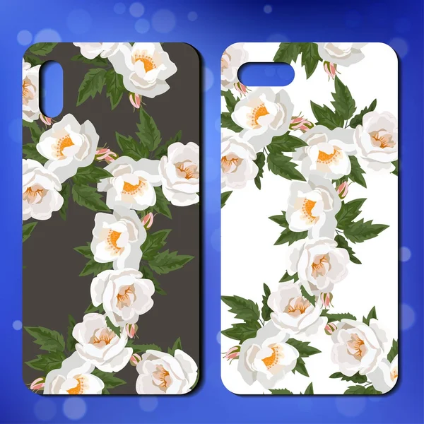 Cubierta del teléfono con rosas — Vector de stock