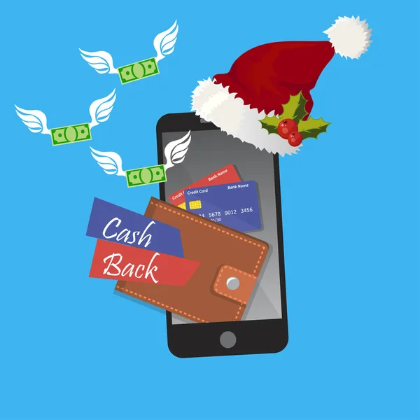 Χριστούγεννα χρήματα cashback — Διανυσματικό Αρχείο