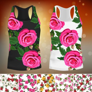 Modaya uygun bir gül tasarım ile T-shirt