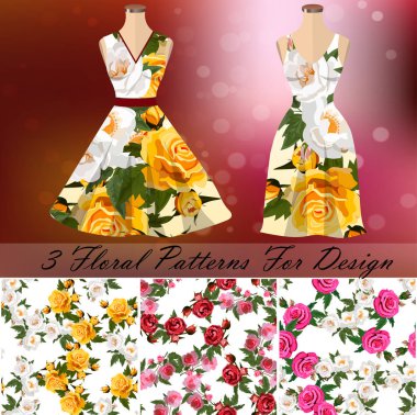 Modaya uygun bir gül tasarım ile elbise