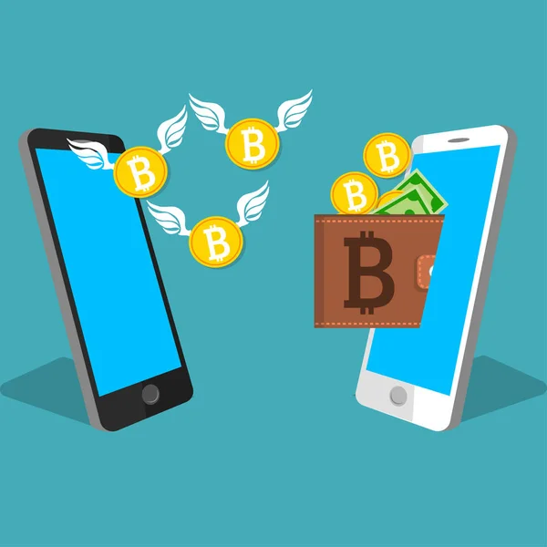 Vektör dijital bitcoin mobil cüzdan — Stok Vektör