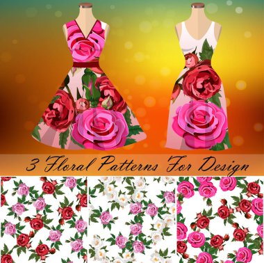 Modaya uygun bir gül tasarım ile elbise