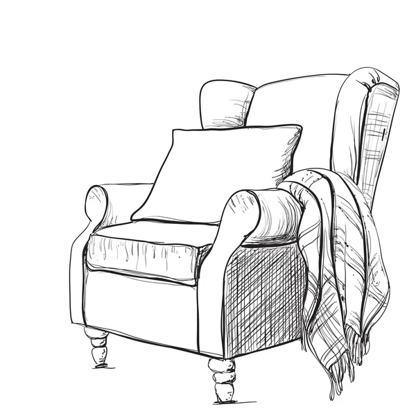 Acogedor sillón y manta caliente — Vector de stock