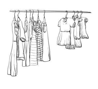 Kız bebek için el çekilmiş gardırop kroki