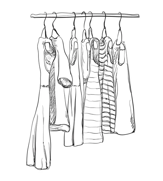 Hand drawn wardrobe sketch. Dress — Stock Vector