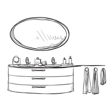 Banyo iç öğeleri. Ayna ve lavabo.