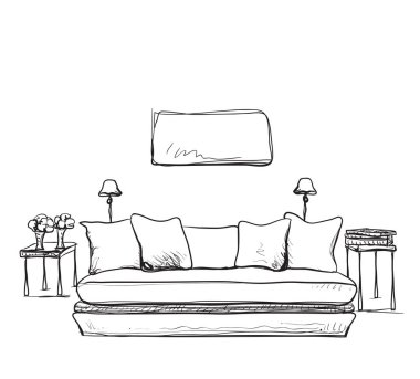 Modern oturma odası iç taslağını