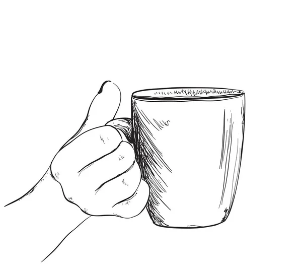 Mode-Illustration von Mädchen mit Tasse Kaffee — Stockvektor