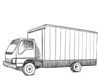 Kamyon kroki. Elle çizilmiş illüstrasyon.