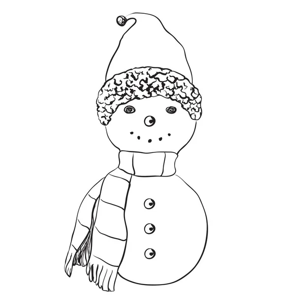 Иконка Снеговика в рисунках. Снежная зима . — стоковый вектор