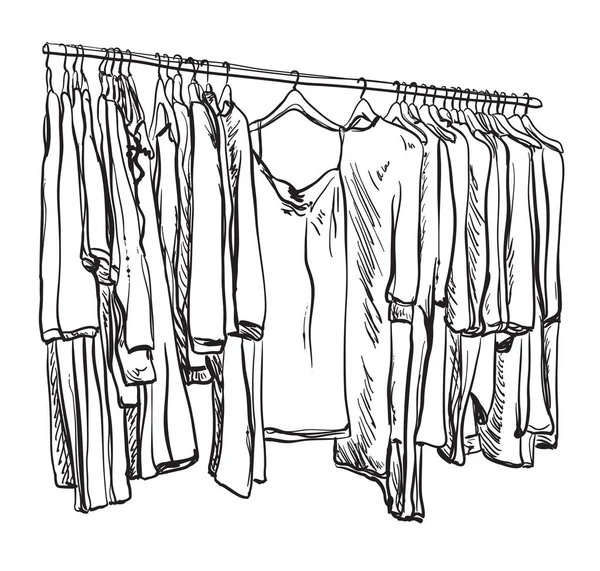 Premium Vector  Hand drawn wardrobe sketch clothes on the hunger