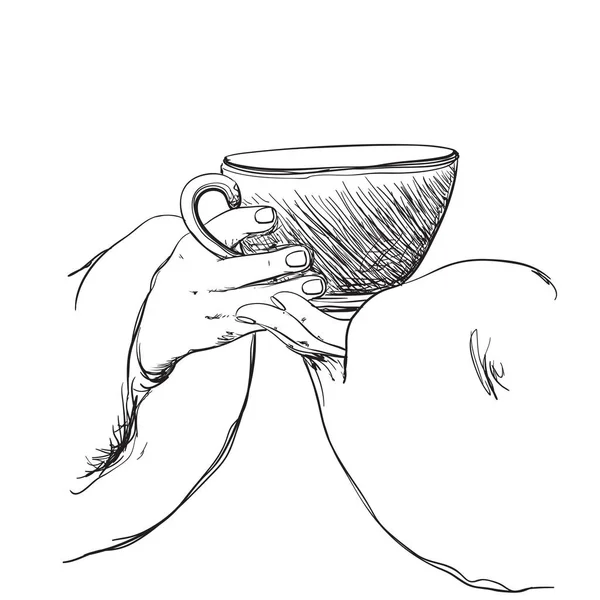 Εικονογράφηση μόδας κορίτσι με φλυτζάνι τσάι — Διανυσματικό Αρχείο