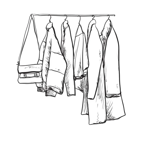 Premium Vector  Hand drawn wardrobe sketch clothes on the hunger