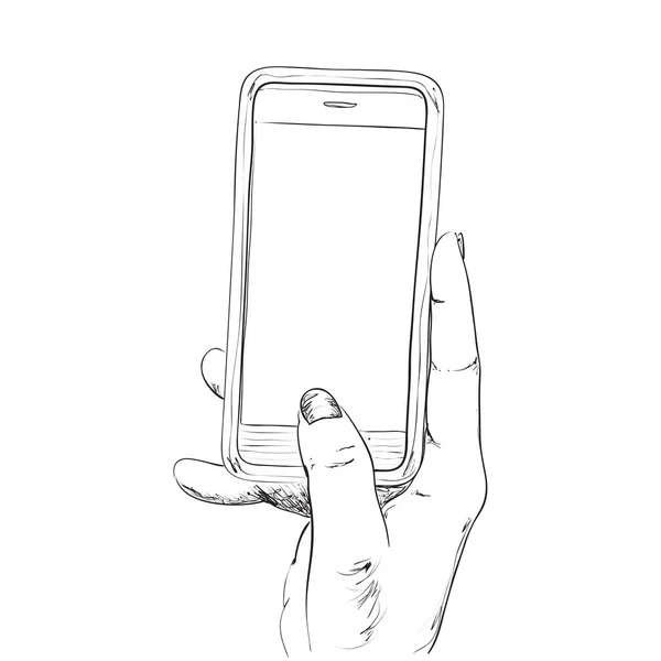 Dibujo dibujado a mano del teléfono móvil — Vector de stock