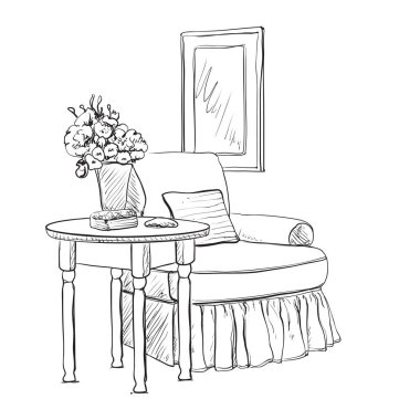 Modern iç el çizim vektör.