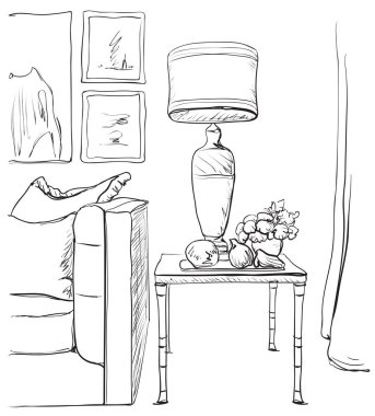 Modern iç el çizim vektör.