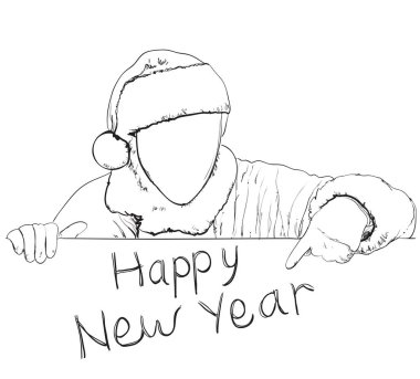 Noel Baba portre. Vektör çizimleri. Yeni yıl çizim.