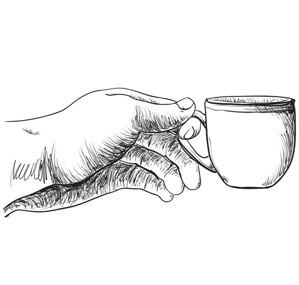 Una taza de café. Bebida caliente en la mano . — Archivo Imágenes Vectoriales