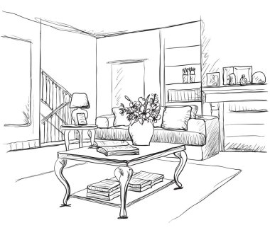 Modern iç Oda kroki.