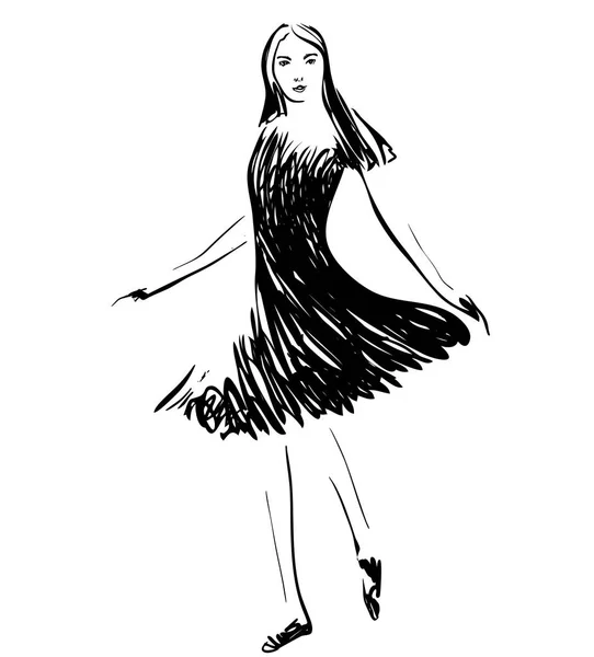 Модні моделі в ескізі сукні — стоковий вектор