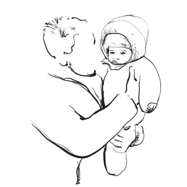 Yeni doğan çocuk ile genç adam.