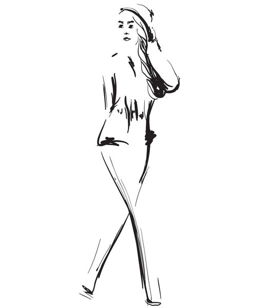 Bosquejo de modelos de moda . — Vector de stock