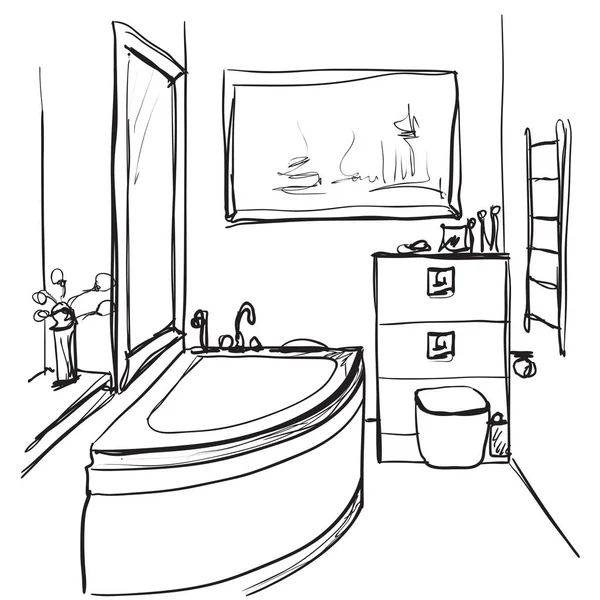 Hand getekend badkamer — Stockvector