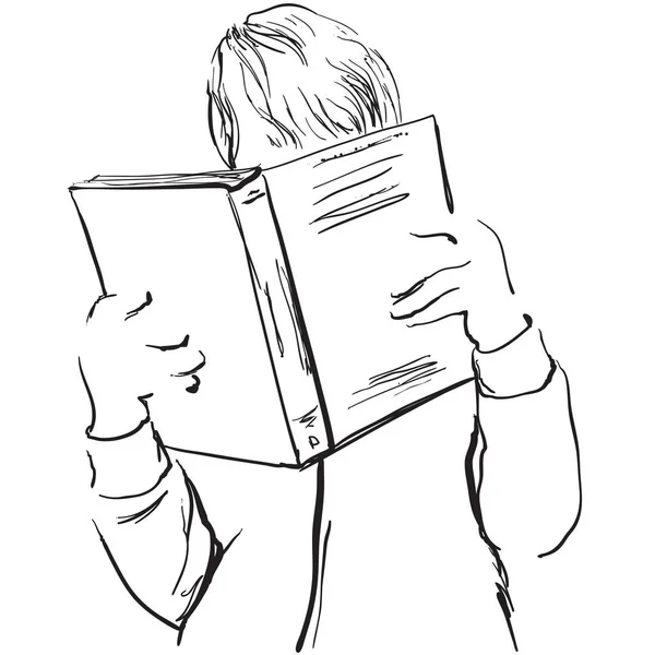 Un giovanotto che legge. Ragazzo con libro — Vettoriale Stock