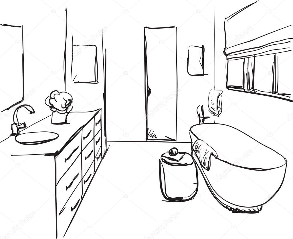 Hand drawn Bathroom sketch