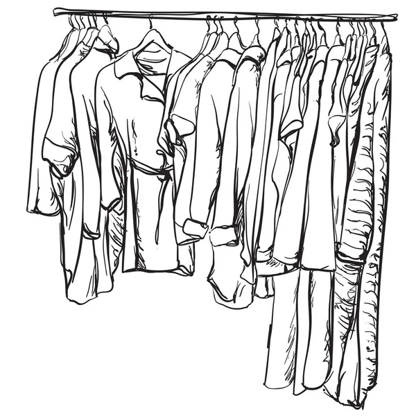 Hand drawn wardrobe sketch. Clothes — Stock Vector