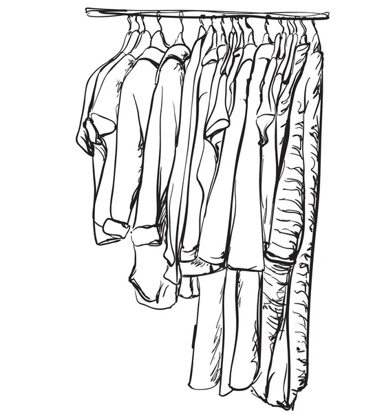 Hand drawn wardrobe sketch. Clothes — Stock Vector