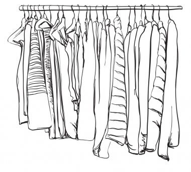 Elle çizilmiş gardırop kroki. Giyim