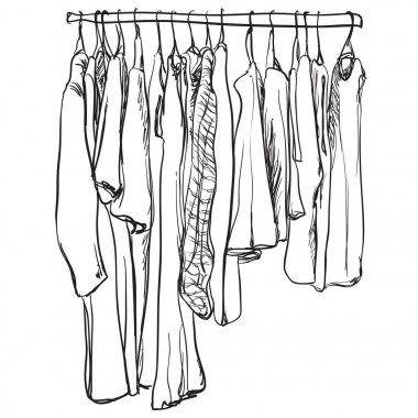 Elle çizilmiş gardırop kroki. Giyim