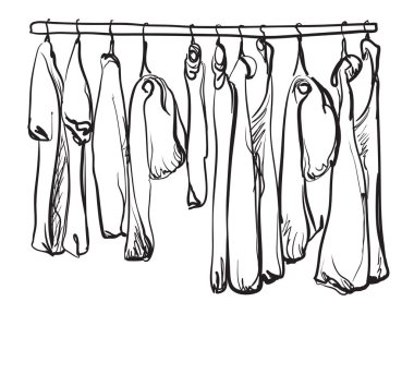 Elle çizilmiş gardırop kroki. Giyim