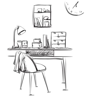 Çalışma alanı'nı el ile çizilmiş doodle stil.